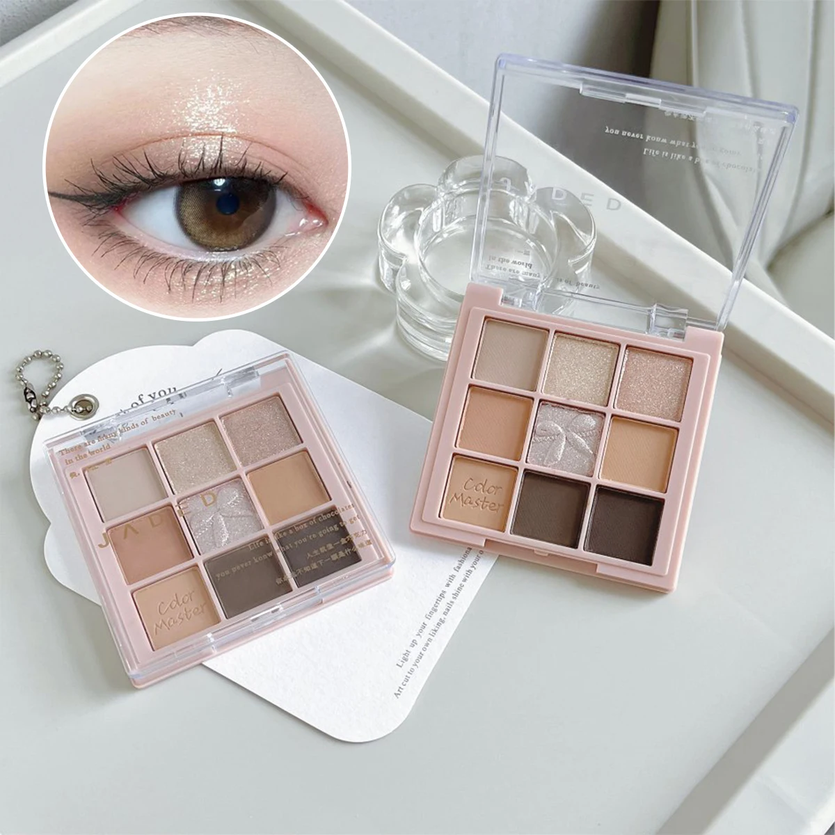 Jiugongge-bandeja de sombra de ojos de moda, placa de sombra de ojos de 9 colores, maquillaje para mujer, Color tierra mate perla