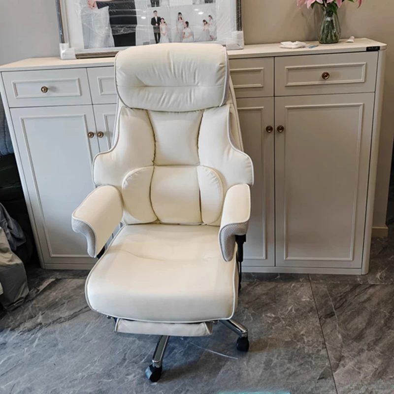 

Luxury Ergonomical Office Chair Modern Leather Wheels Armchair Office Chair Comfy Sponge Silla Para Escritorio Furniture