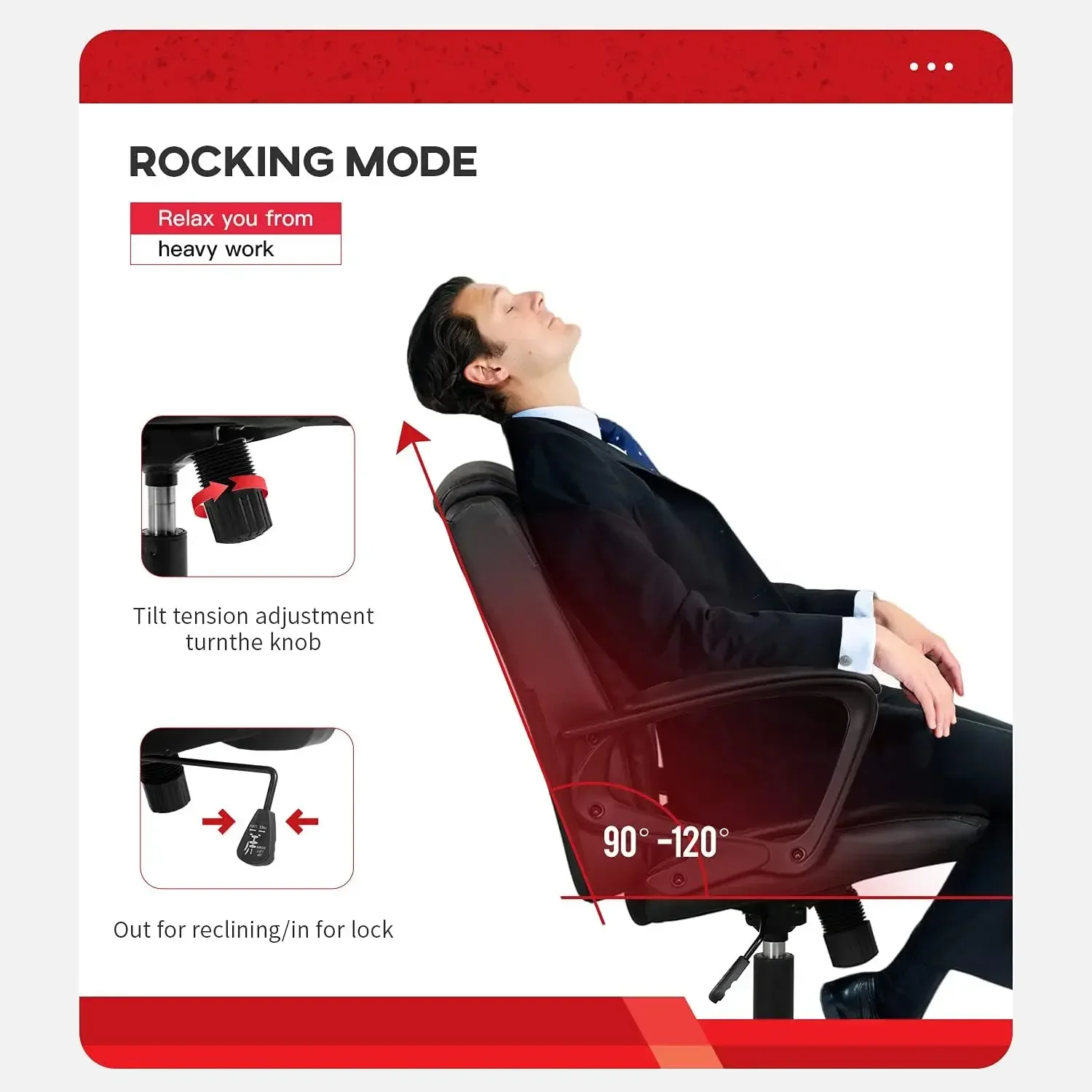 Home Office Chair Ergonomic Desk Chair PU Leather Task Chair Executive Rolling Swivel Mid Back