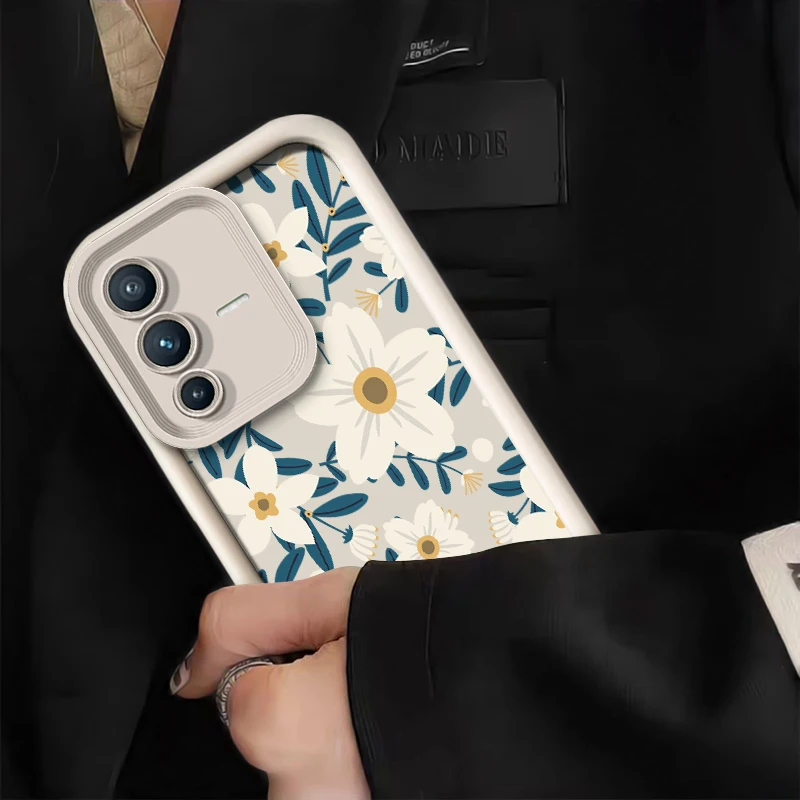 Vivo V60 للصدمات رشاقته جراب هاتف ل Vivo V50 V27 V25 V23 V23E V40 Pro V30 SE V30E V29E V29 V27E ريترو زهرة طباعة غطاء #3