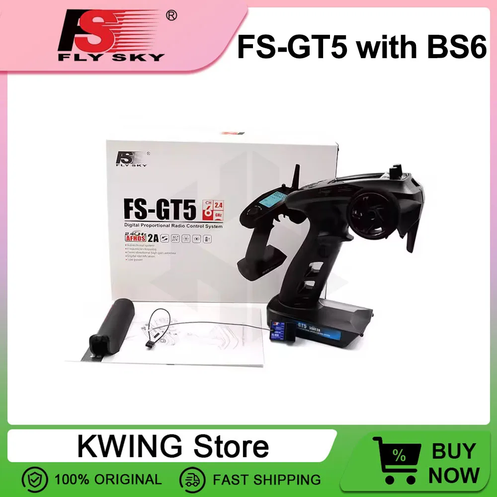 

FlySky FS-GT5 FS GT5 2.4G 6CH RC Radio Transmitter with FS-BS6 6CH Receiver for Vehicles Crawler Car Boats Tank Toy Racing