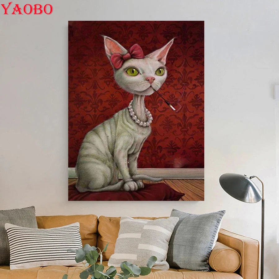 

New arrival 5D DIY Diamond Painting Sphynx Cat Diamond Mosaic Full Drill Square round Rhinestone Embroidery With Diamonds,