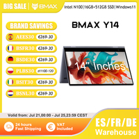 BMAX Y14 2025  360° Laptop 14 Inch Touch Notebook 16GB RAM LPDDR5 512GB SSD Windows 11 1920*1080 IPS Intel N100 Laptops Computer