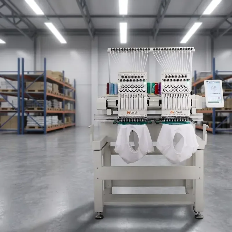 Honrain Computerized 2-Heads Cap T-shirt Embroidery Machine Bearing Gear Core Components Motor for Home Use