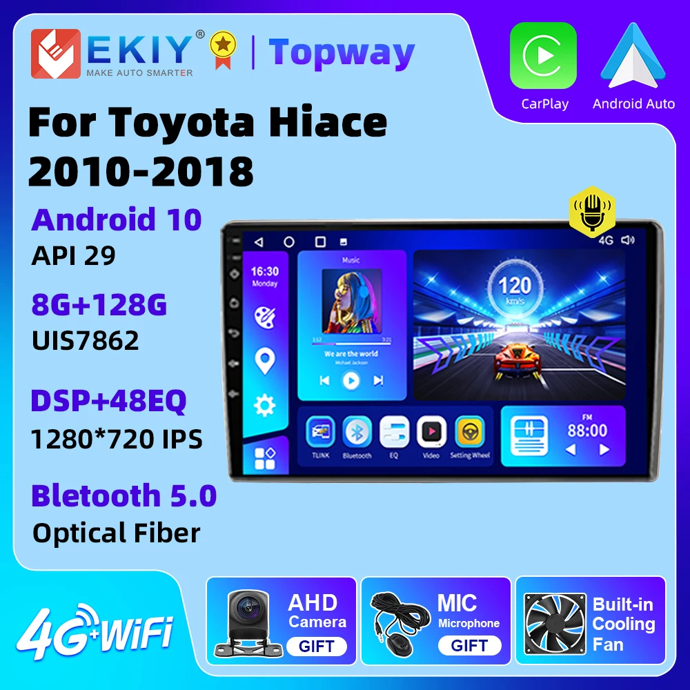 

EKIY Wireless CarPlay Android Auto Radio For TOYOTA HIACE 2010-2018 LHD Android 10 4G WIFI Multimedia GPS 2 din GPS Navigation