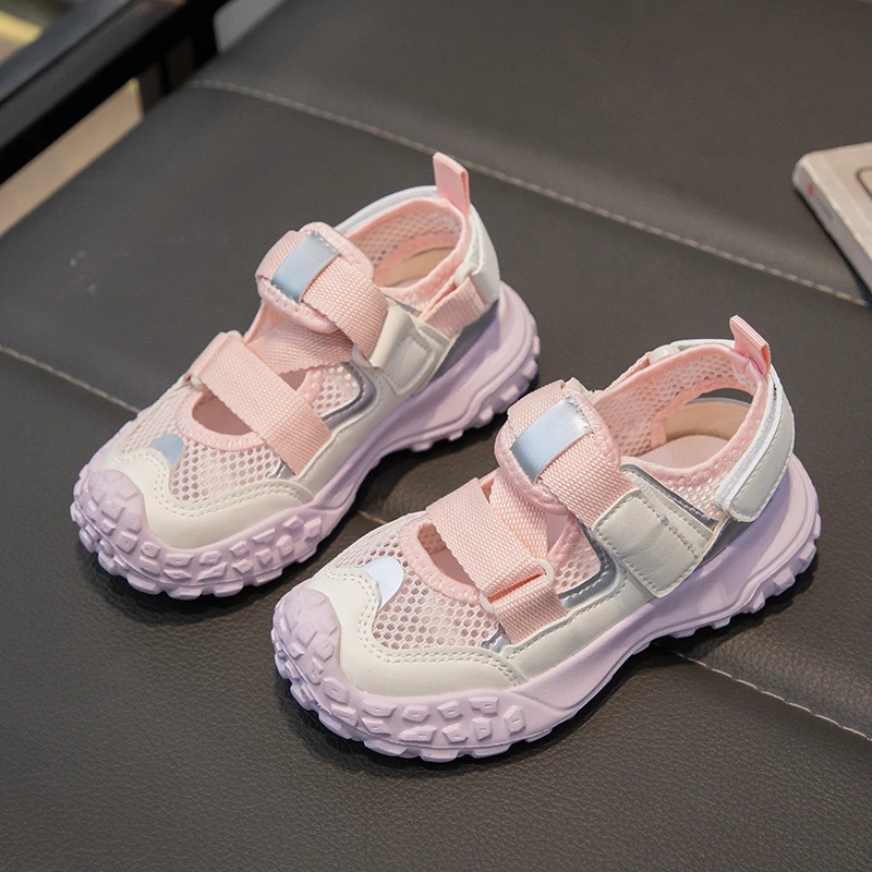 Children Sports Sandals 2024 Summer New Girls Mesh Running Shoes Kids Fashion Versatile Princess Sports Shoes Wear-resistant