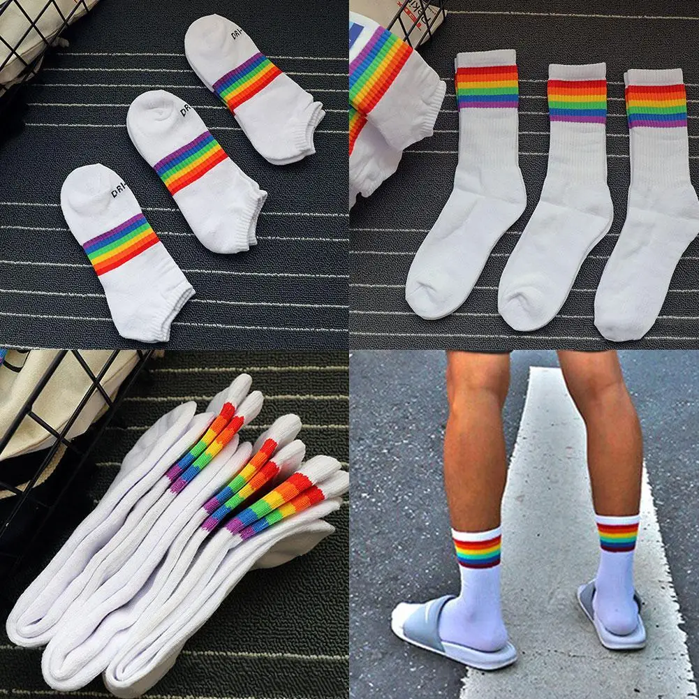 Rainbow Striped Cotton Socks Unique Design Rainbow Striped Cotton Socks Colourful Stripe Breathable Cotton Girls Boys Tube Socks