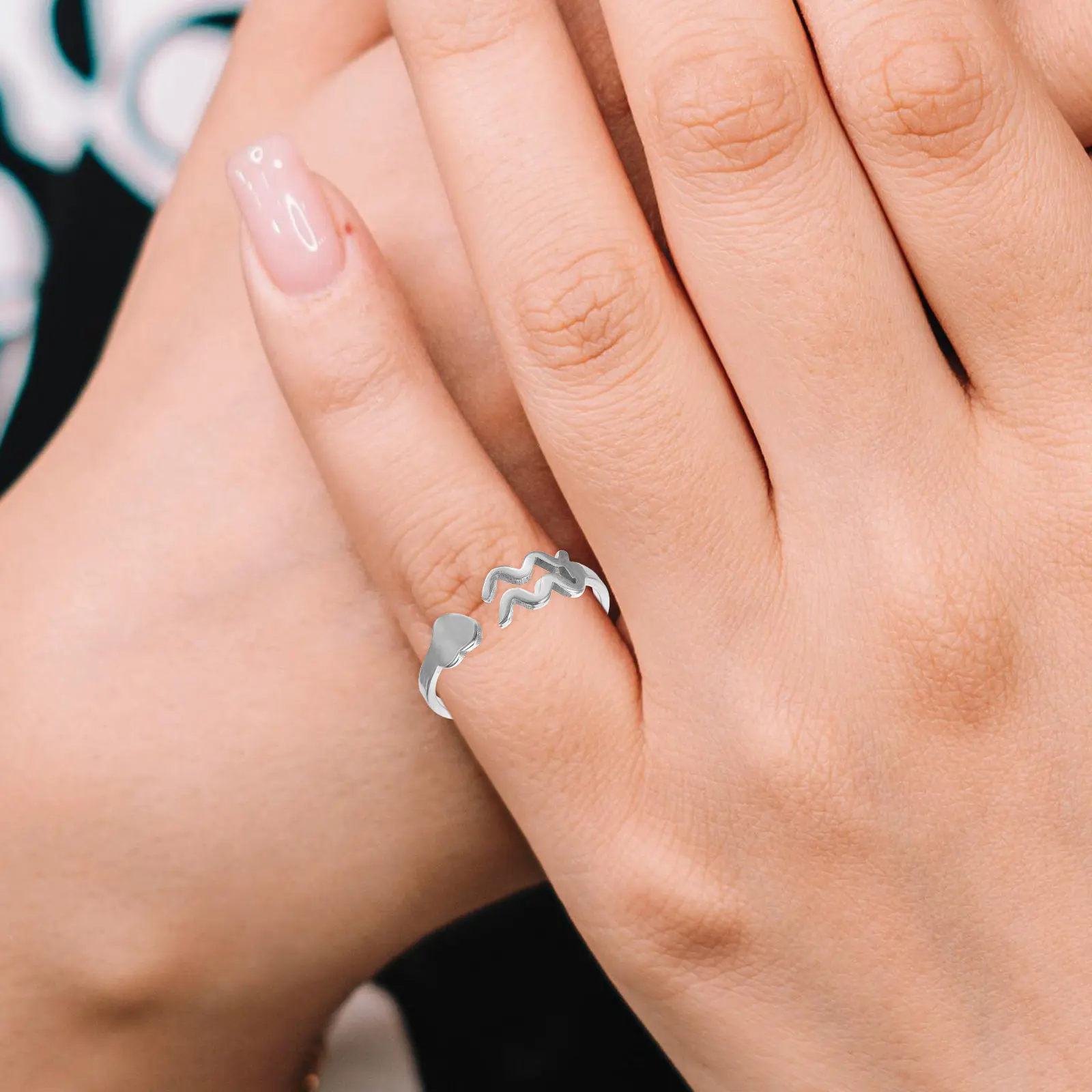 Women Gemini Zodiac Ring Adjustable Opening Design Comfortable Fashion Jewelry Elegant Decorative Finger Ring for Ladies