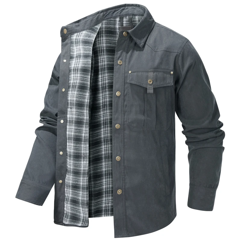 DIMUSI Men Flannel Shirt Jacket Plaid 4