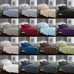 3/4pcs Solid Beding Set, Waterproof Fitted sheet&Bed Sheet&Pillowcases Soft, Queen, KIng, Full, Twin Size White and Gray시트 세트