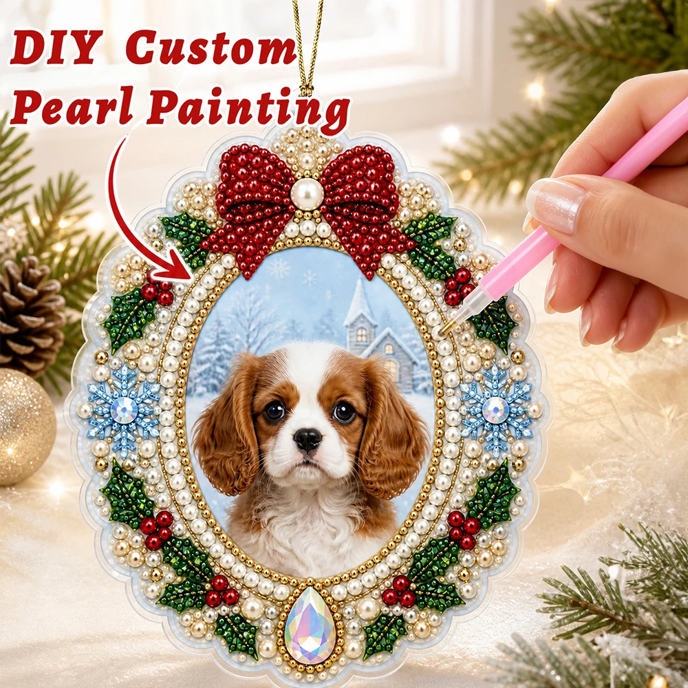 Kit de pintura 3D con perlas y motivos navideños personalizados, ideal para hacer tú mismo, un regalo para amantes de los animales, amigos, para decorar el árbol, el hogar o para fiestas navideñas, un recuerdo especial.