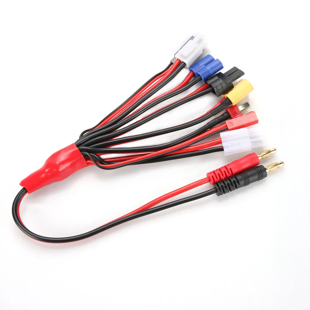 HTRC 8 in 1 RC Lipo Battery Charger Adapter Connector Splitter Cable 4.0mm Banana Plug to JST T Plug XT60 EC3 Futabas Tamiyas