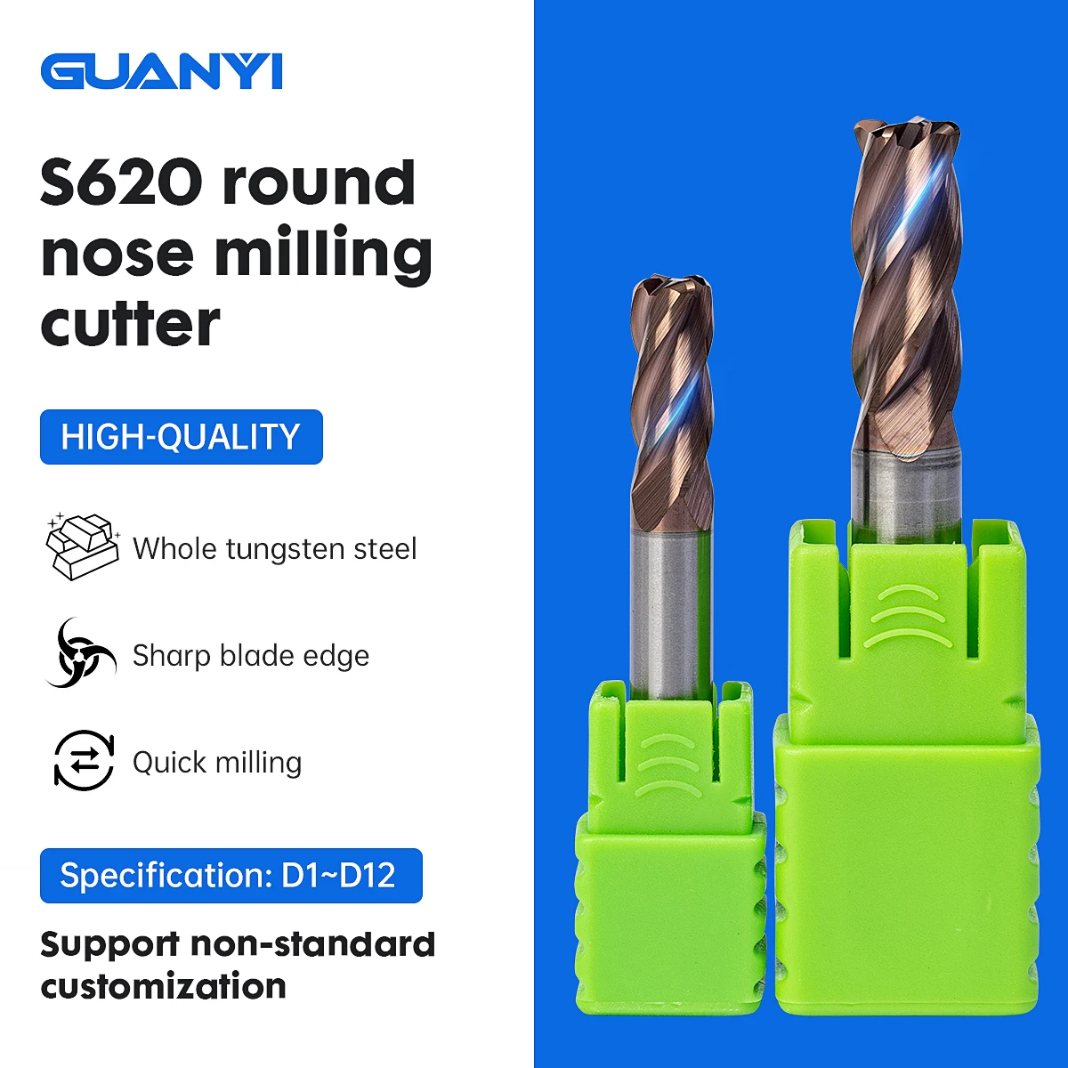 Round End Milling Cutter High Quality Cutting Tools For Fast Milling Are Available With Custom Non-Standard Options