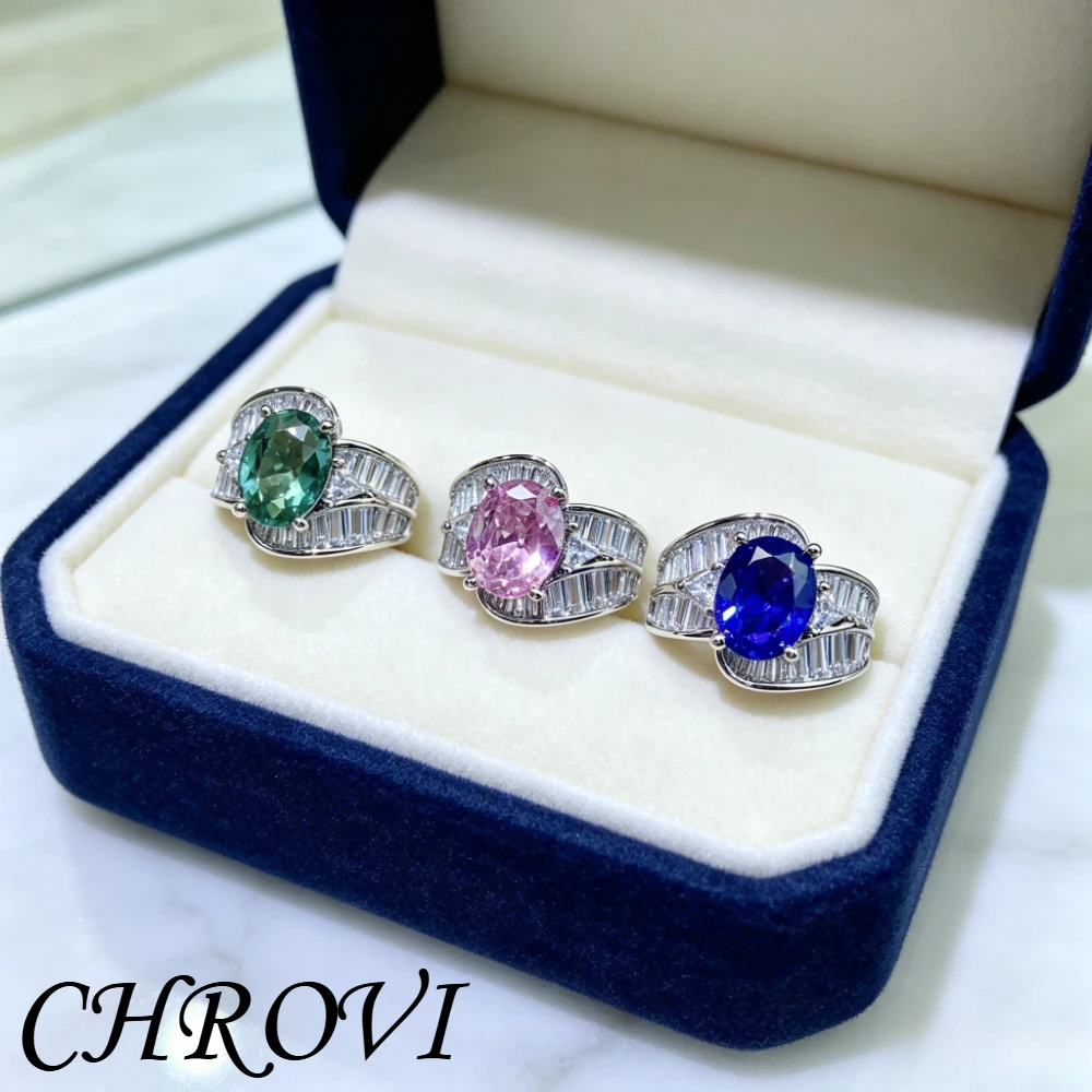 Exquisite 925 sterling silver new high-end emerald ring with square diamonds and precious stones for women's ring band