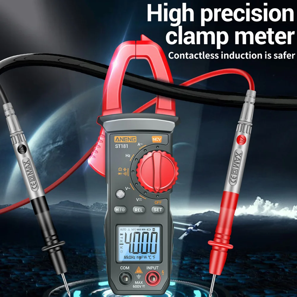 ST181 ST182 ST183 Digital Clamp Meter DC/AC Current 4000/6000 Counts Multimeter Ammeter Voltage Tester Amp Hz Capacitance Tool