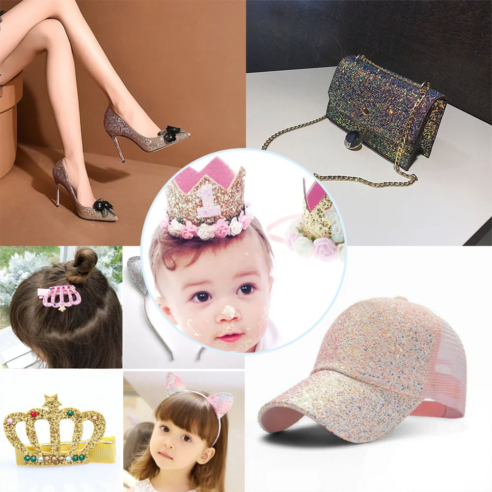 

8Pcs Holographic Glitter Sheet Assorted Color Dotted Pattern for DIY Hair Accessories Bags Phone Covers