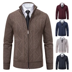 Man Knit Sweater Jacket Fleece Cardigan Amazon Men's Clothes Luxury Brown Jersey Casual Sweatshirts Warm Jumper Korean Coat