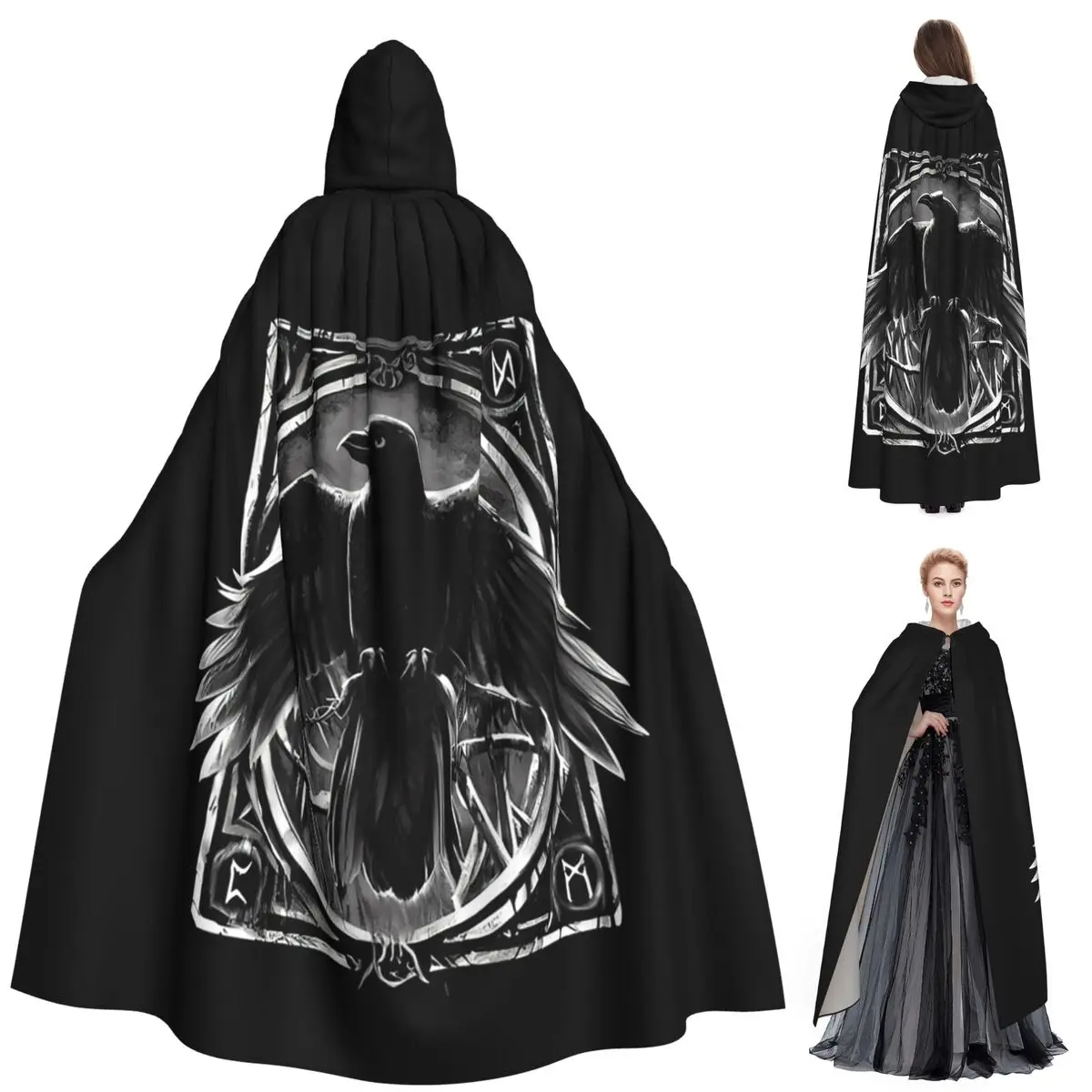 

Одина's Watcher Yggdrasil Raven длинный плащ с капюшоном ведьма средневековый костюм косплей накидка Хэллоуин пальто для взрослых унисекс