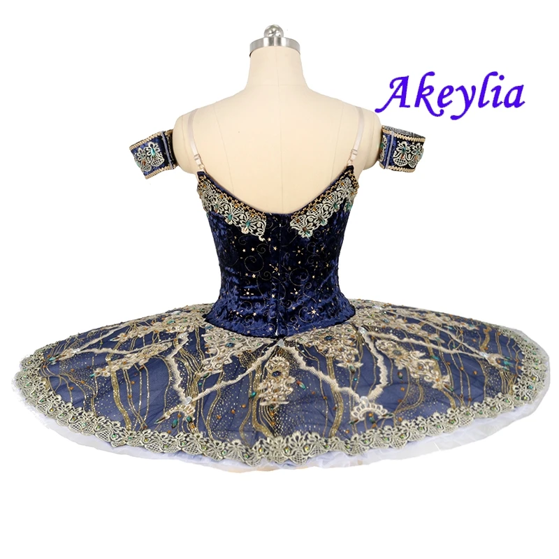 Navy blue ballet tutu professional competition classical tutu pancake ballet dress performance Jacquard velvet JN0485