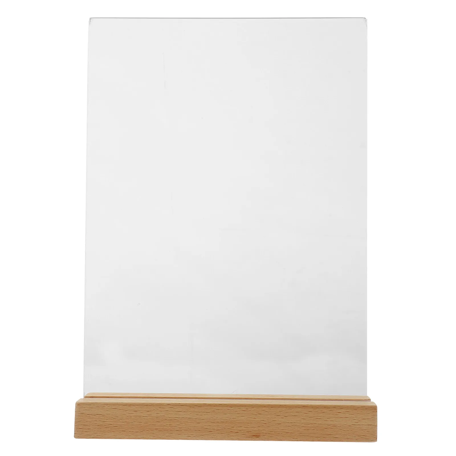 T Shaped Acrylic Poster Stand Desktop Menu Holder Wood Base Stable Table Sign Holder for Retail Store Restaurant Display
