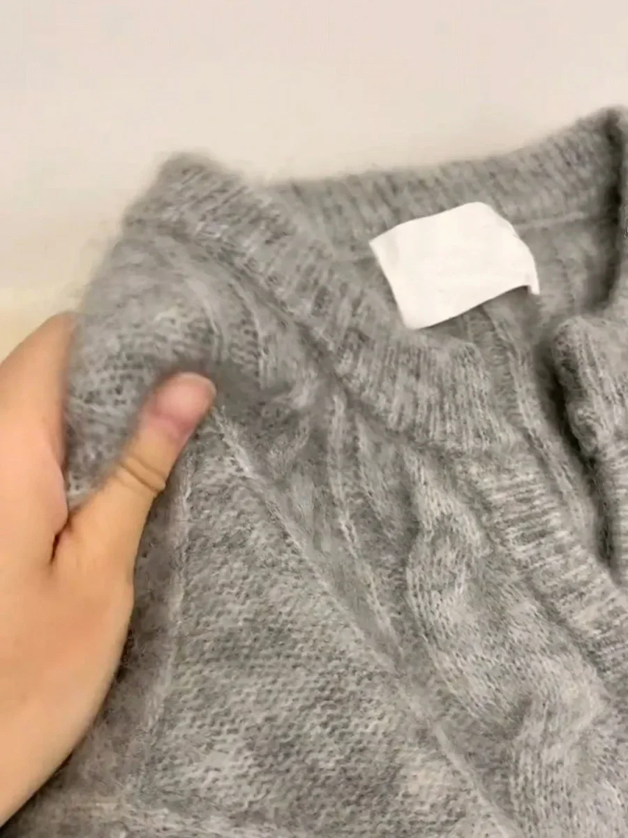 2025 Autunno Donna Pullover lavorato a maglia Maglioni Y2k Maglioni Cavo lavorato a maglia Girocollo Maniche lunghe Girocollo Allentato Office Lady Casual