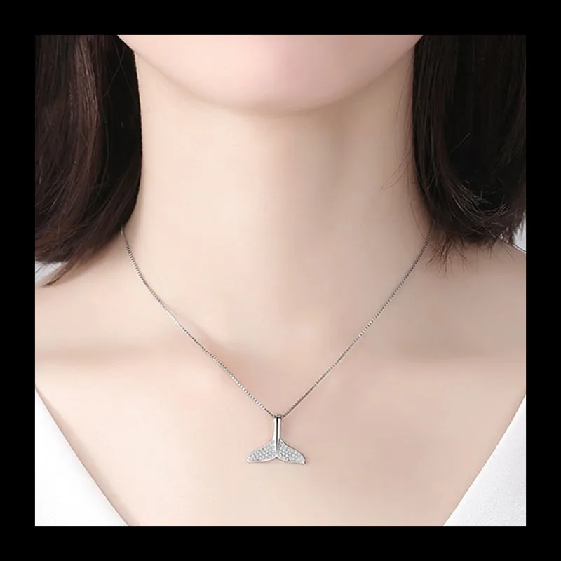 النسخة الكورية من الأسماك التي تعرفها قلادة الموضة الشعبية الإناث Ins الحيوان دولفين ذيل السمكة الترقوة سلسلة قلادة تشى #3