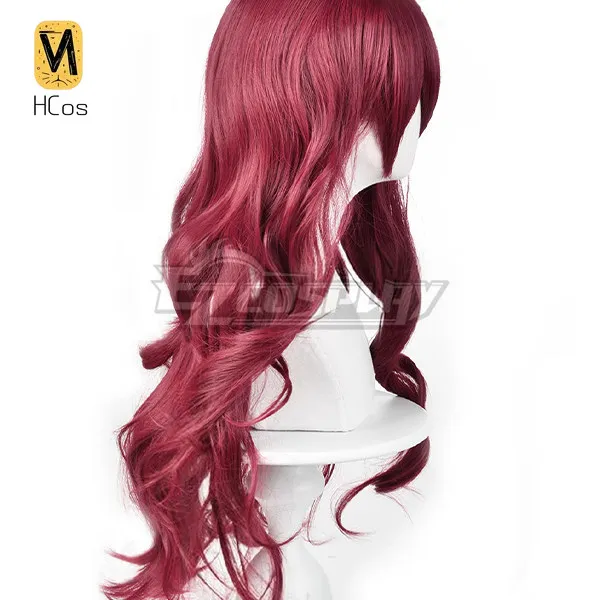Handmade Cos Outfit: P3 Mitsuru Kirijo Cos Wig Wine Red Mid‑Length Curly Synthetic Hair Wig Game Character Hairpiece for Women - view 3