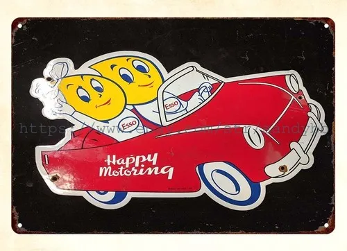 Esso Happy Motoring Metall-Blechschild, nostalgisches Outdoor-Wandschild für Restaurant und Kneipe