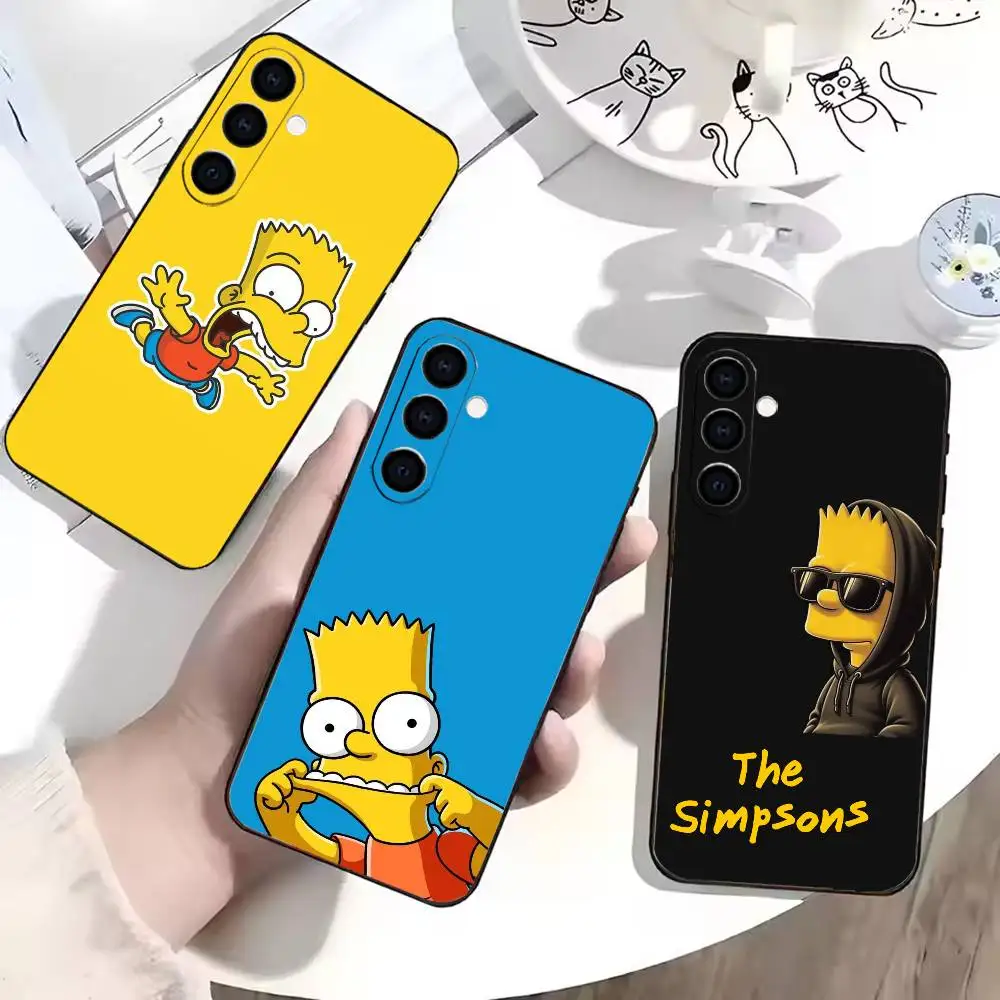 Cute S-impson Bartman Phone Case For Samsung Galaxy A73,A72,A71,A70,A53,A52,A51,Soft Silicone Black Cover