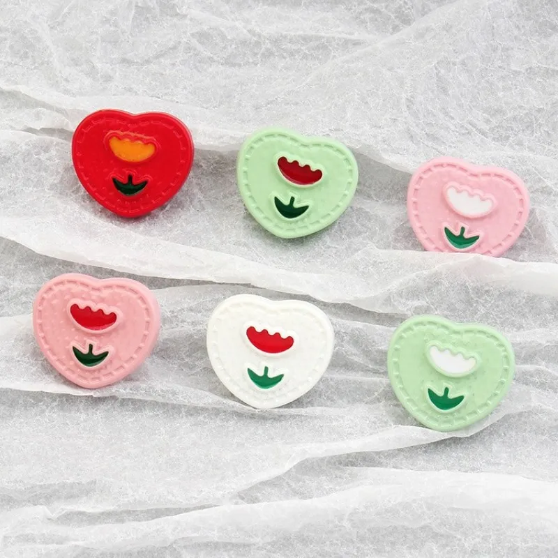 6pcs 15x18mm Love Flower Children's Clothes Button Baby Shirt Cardigan Coat Sweater Colorful Hart Cartoon Exquisite Buttons