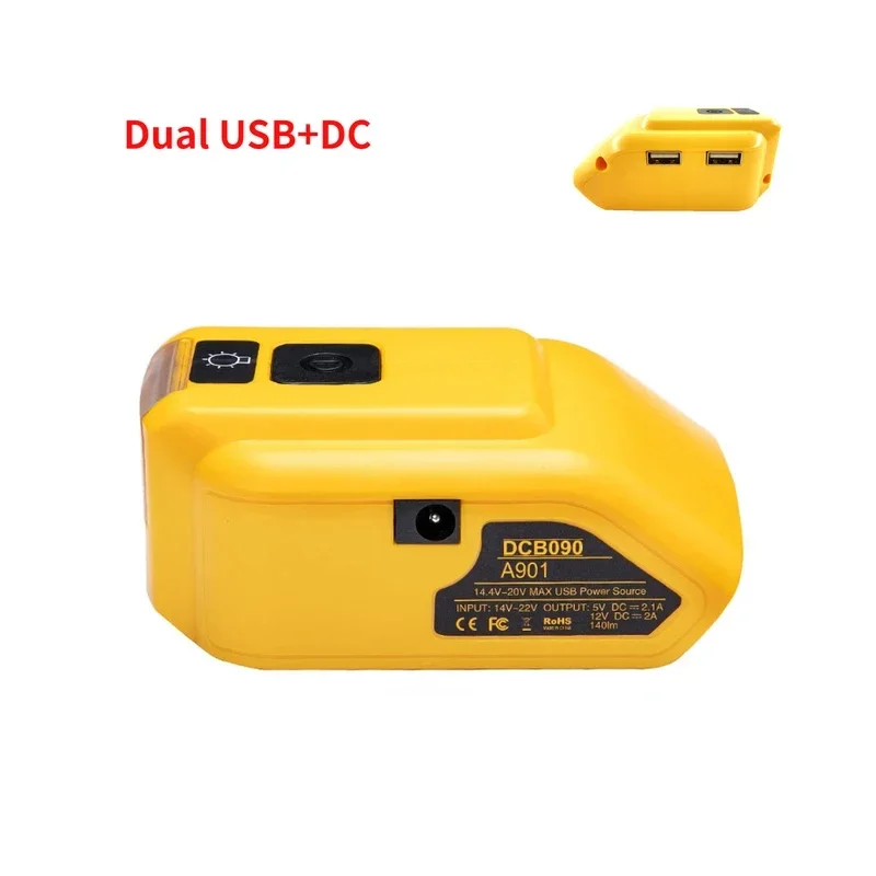 2000LM Cordless LED Work Light for Dewalt 14.4V 18V 20V Li-ion Battery Outdoor Flashlight with Hook Portable Camping Lanterns