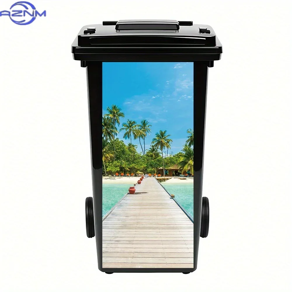 Garden Dustbin 2D Printed Pattern Decal Vivid Ornament for Home Garbage Container