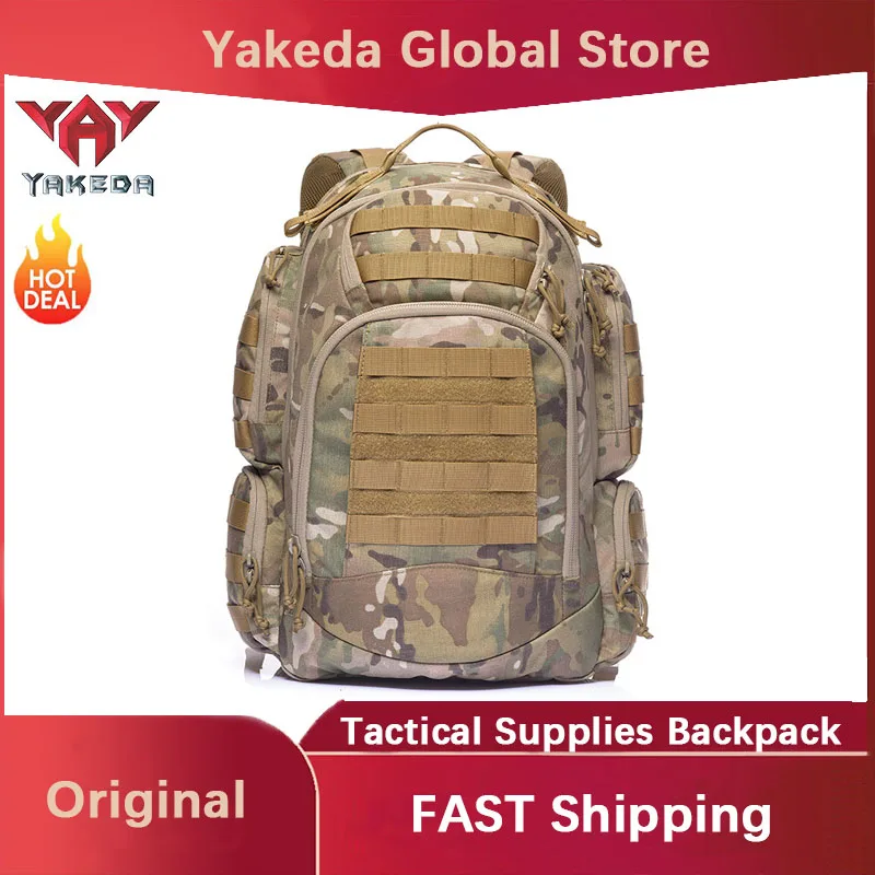 

YAKEDA Camouflage Backpack 1000D Large Capacity Tactical Backpack Assault Bag Multifunctional Backpack Camping Bag Camping Bag