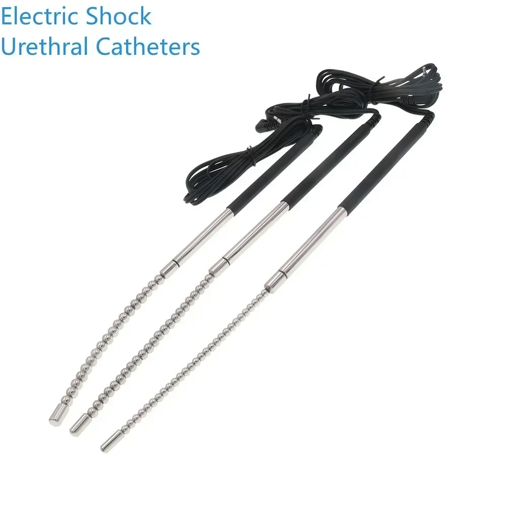لعبة استثارة القضيب مجرى البول قسطرة الصوت موسع التحفيز الكهربائي خاتم الديك نبض تدليك الجنس لعب للرجال BDSM صدمة كهربائية