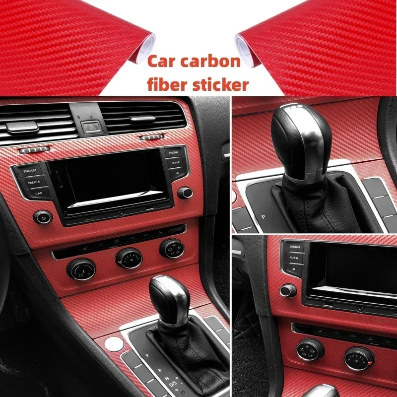 3D Red Carbon Fiber Vinyl Car Wrap Sheet Roll Film Car Stickers Decal Motorcycle Auto Styling Accessories Automobiles
