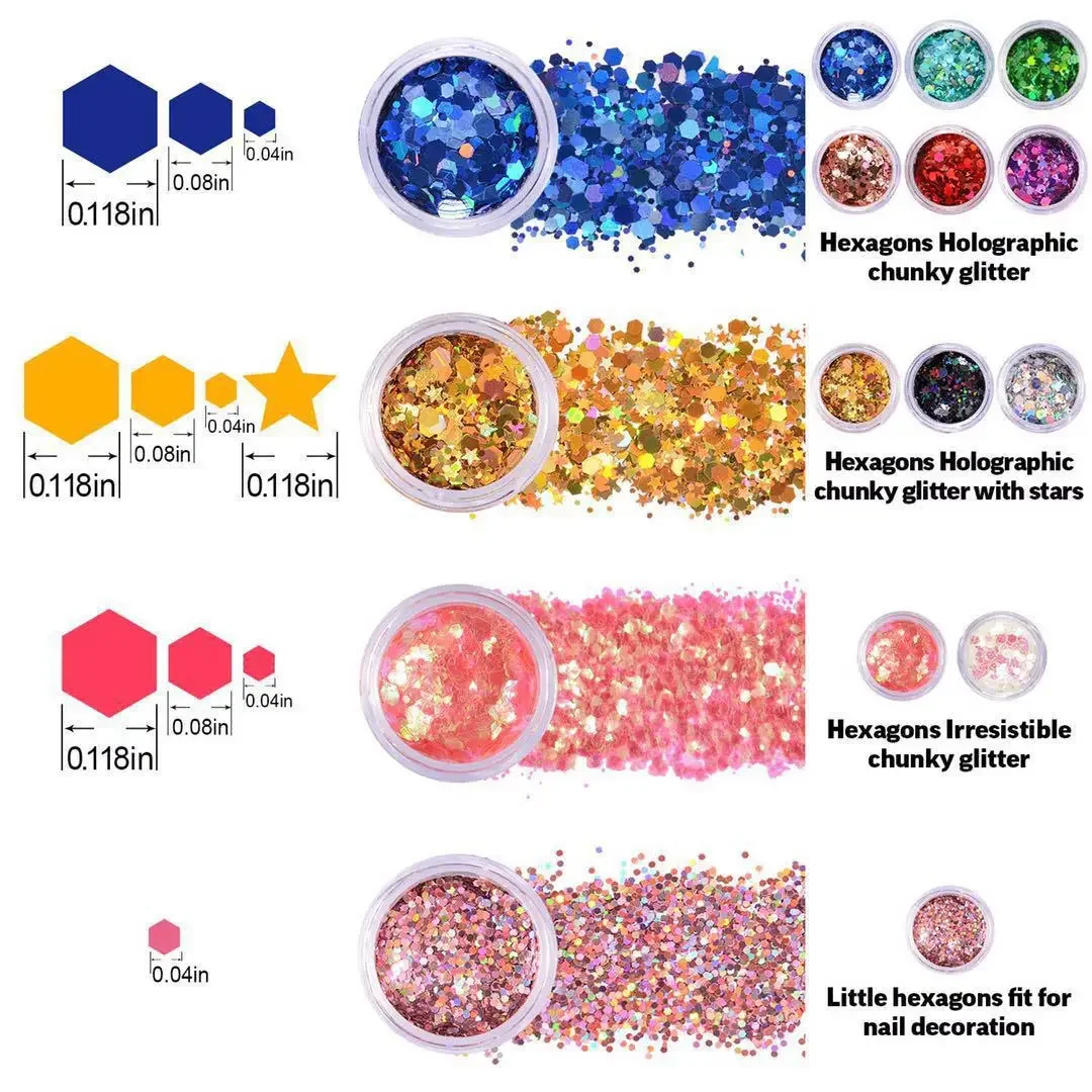 12box/Set Mix Multi Size Glitter Sequins Nail Confetti Art Star Heart Dot Butterfly Shape Colorful Wedding Craft DIY Decoration