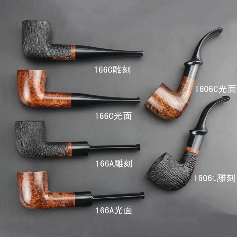 Heather Wood Pipe Manual Cut Tobacco Pipe 9mm Filtered Solid Wood Pipe Cut Tobacco Dry Cigarette Bag Men's Cigarette Set
