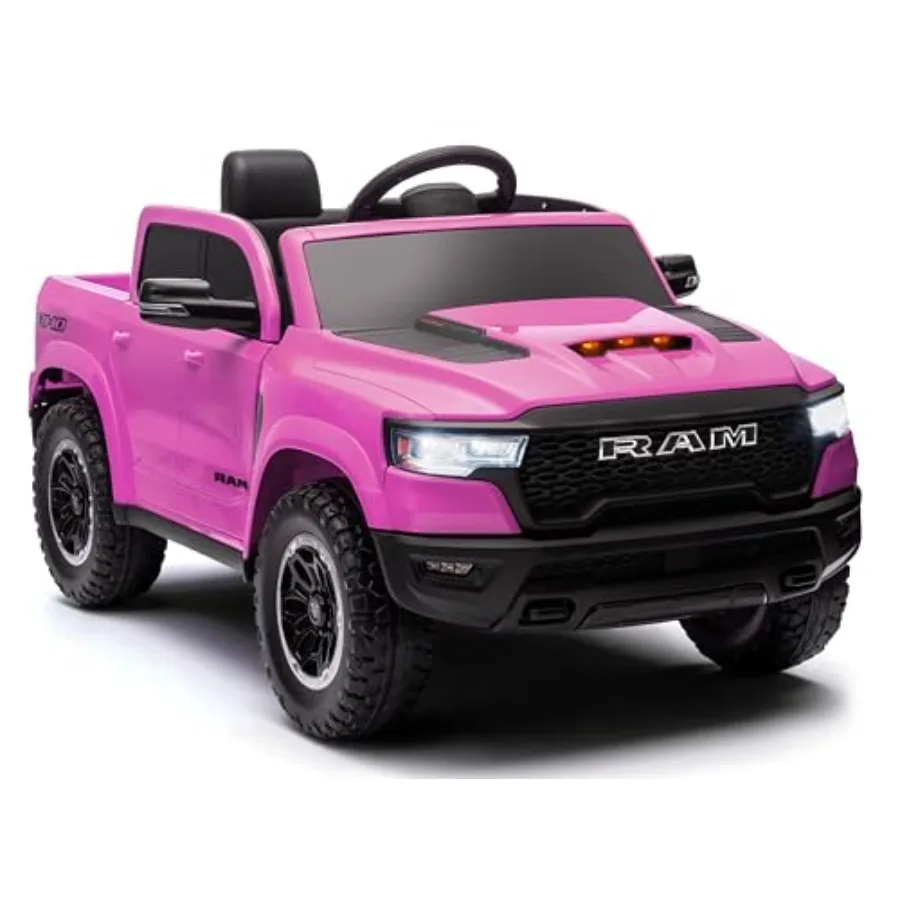 

Remote control ride-on car for toddlers 1-3, pink ABS plastic electric vehicle with safety belt, soft start, Bluetooth, LED lig