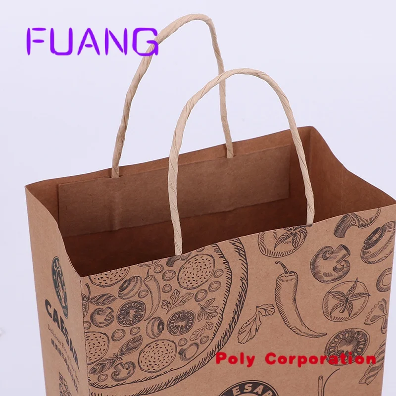 

Custom Printed custom to go paper bag, take away bag handle, food takeaway Kraft bag