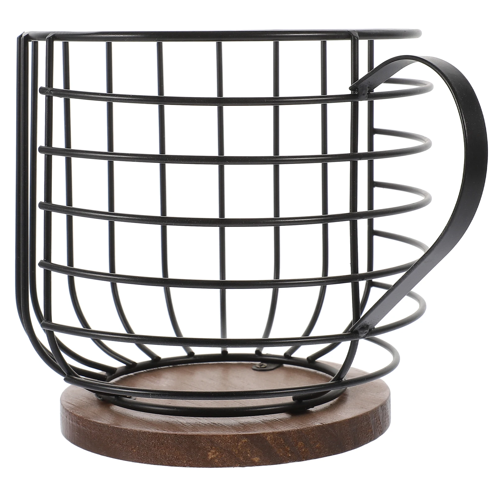 

Coffee Capsule Storage Rack Metal Organizer Basket Sturdy Iron Wood Holder Cat Ear Design Coffee Holder Tea Bags Snacks
