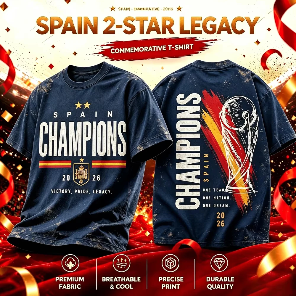 Camiseta España Spain 2026 Champions Soccer Graphic Tee Vintage Football Fan T-Shirt Spanish Fan Shirt Aesthetic Cotton Clothes