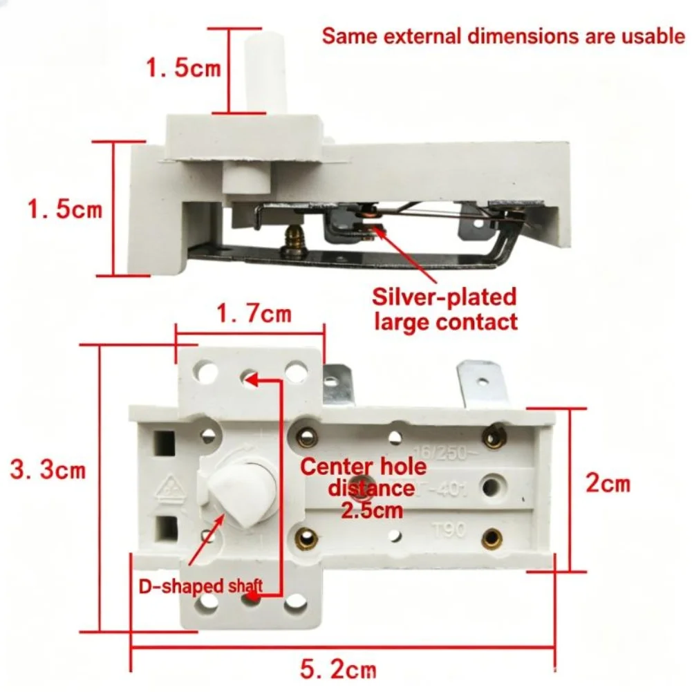 For Oil Heater Thermostat Switch 4pcs White Plastic Unit with 16A Current Rating and Precise Temperature Adjustment