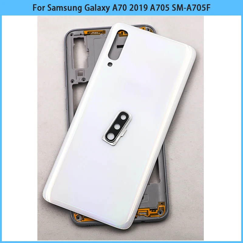 For Samsung Galaxy A70 2019 A705 SM-A705F Middle Frame Plate Bezel Battery Back Cover Rear Door With Camera Lens Replace