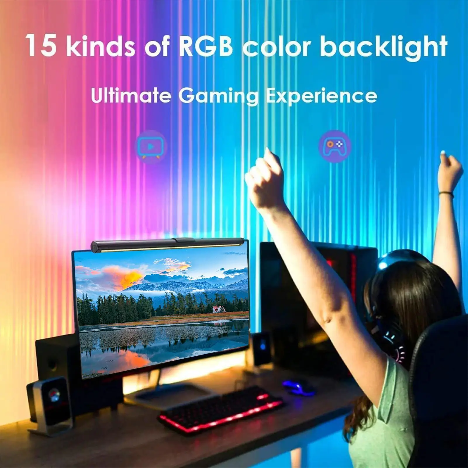 

Световая панель компьютера, 3-цветная регулируемая лампа, антибликовый экран, светильник для монитора компьютера, офиса, дома, стола, общежития, колледжа