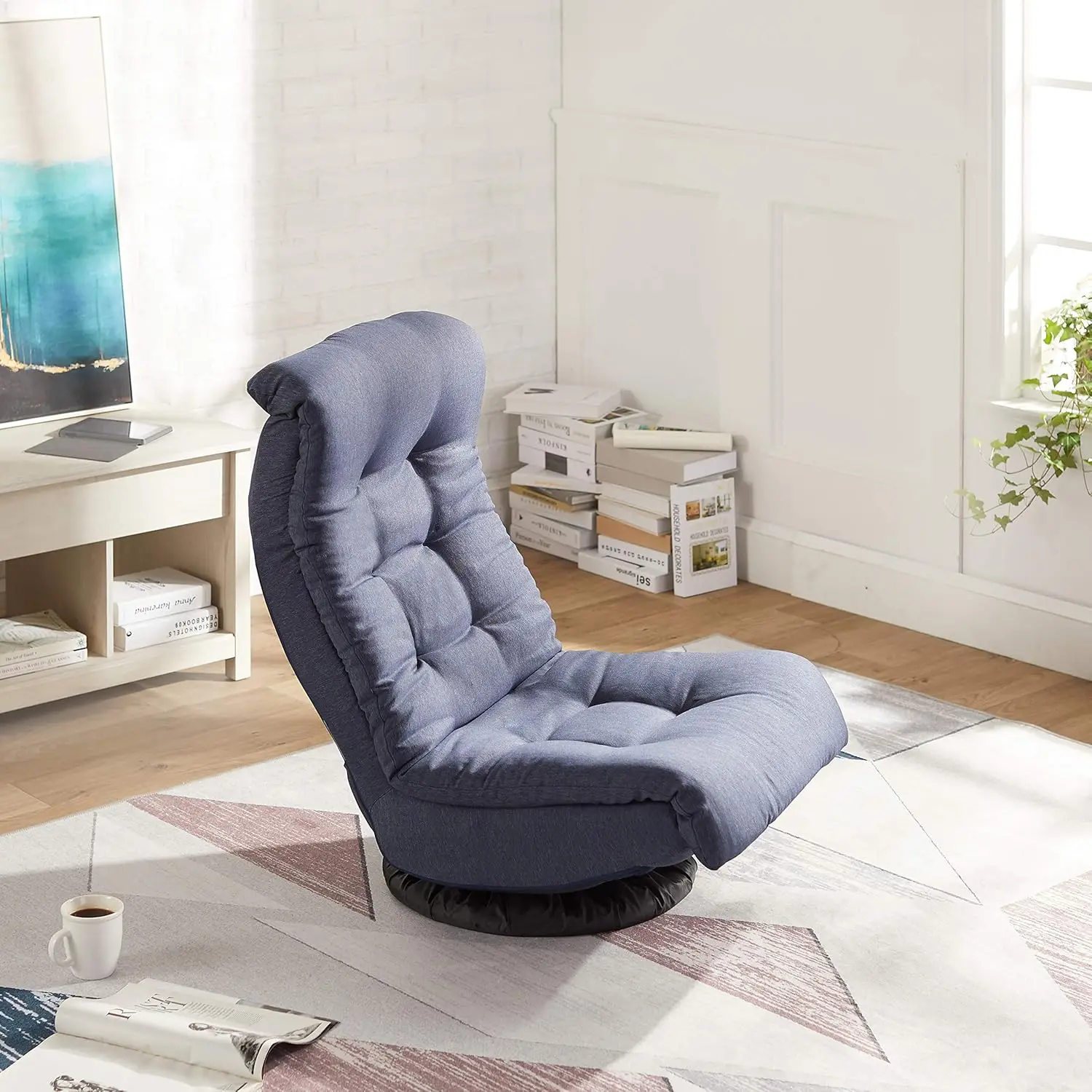 Basics Draaibare Fauteuil Met Hoofdsteun, Verstelbaar, Denim, Blauw, 26,3d X 23.5W X 13.7H In