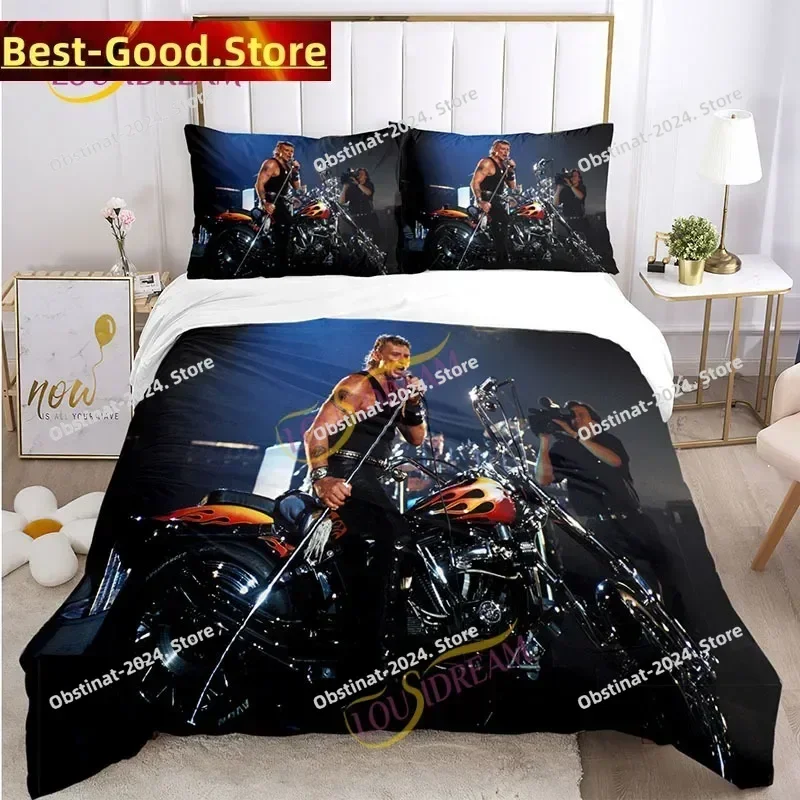 Music Print duvet Set Johnny Hallyday Polyester Music Bedding Set DIY Fan Gift Pillowcase Bed Duvet Cover Queen Super King Size