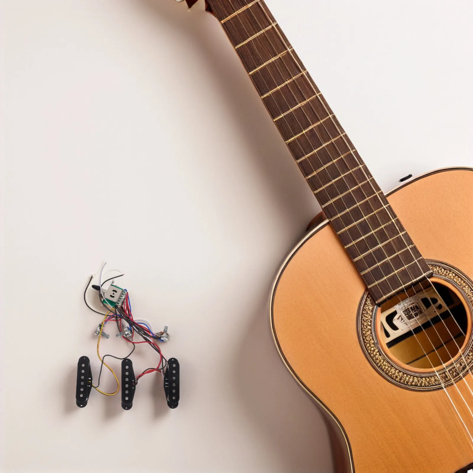 Electric Guitar Wiring Kit with Single-Coil Pickups, 500K Potentiometer for Neck/Middle/Bridge Positions