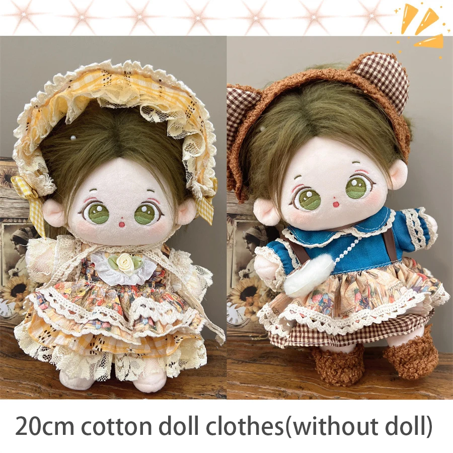 

20cm Cotton Doll Clothes Stuffed Dolls T-shirt Pants Idol Doll Outfit Mini Clothes Overalls Suit Doll Toys Accessories 2 Colors