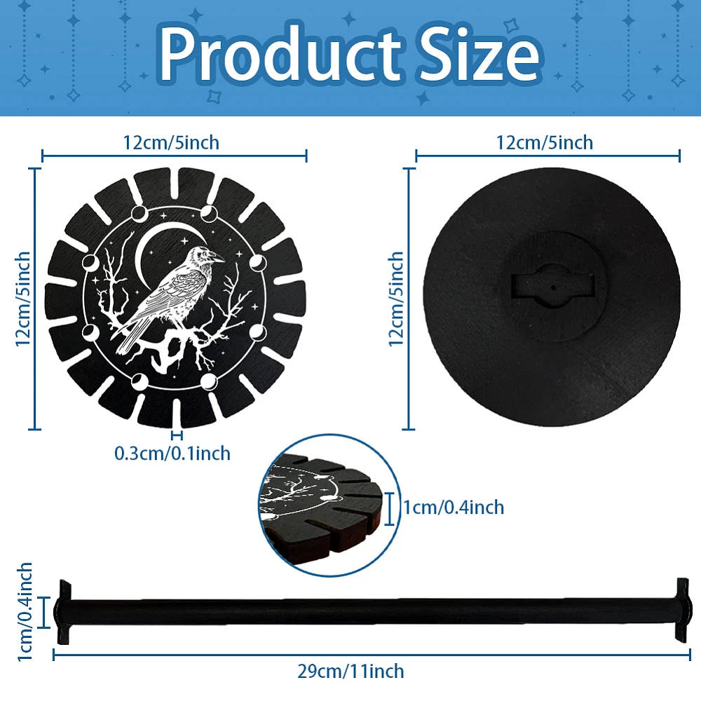 Crow Tree Pendulum Display Stand Black Wooden Display Shelf Stuff Pendulum Holder for Essential Oil Display