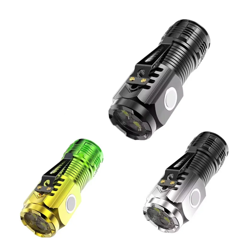 3 LEDs Super Bright Flashlight Portable Burst Flash Torch Rechargeable Outdoor Waterproof Spotlight With Pen-Clip Magnetic Base